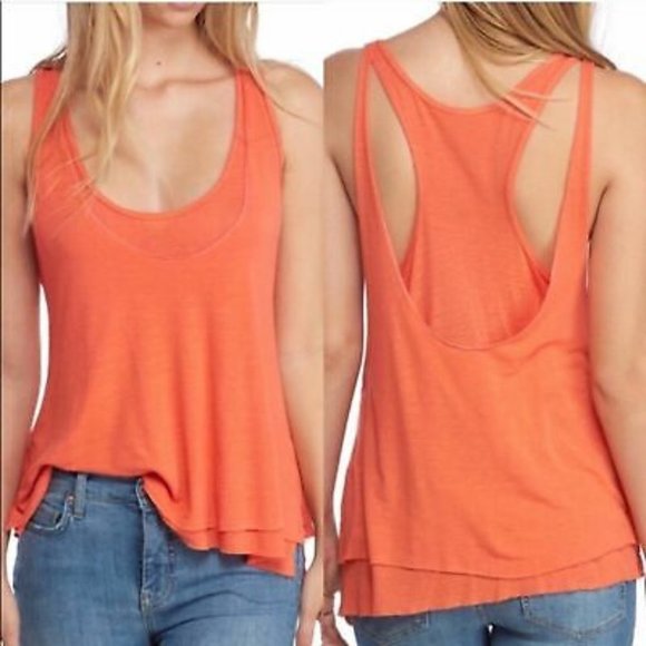 Free People Orange Karmen Layered Tank - Picture 1 of 5